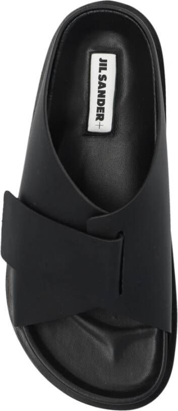 Jil Sander Leren slides Black Dames