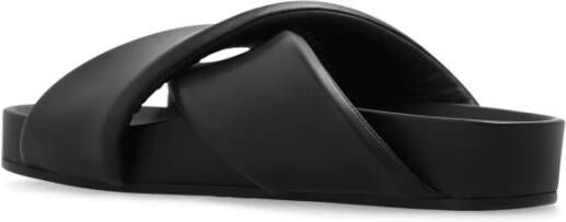 Jil Sander Leren slides Black Heren