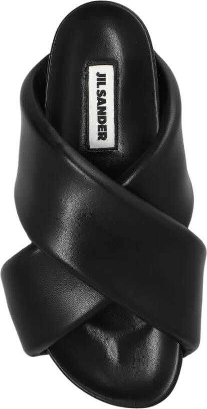 Jil Sander Leren slides Zwart Dames