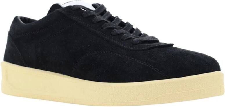 Jil Sander Leren Sneakers met Geperforeerd Detail Black Heren