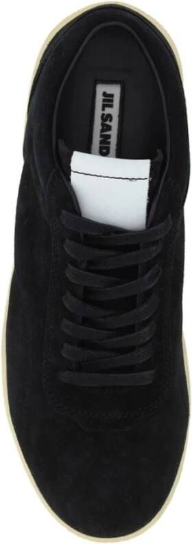 Jil Sander Leren Sneakers met Geperforeerd Detail Black Heren