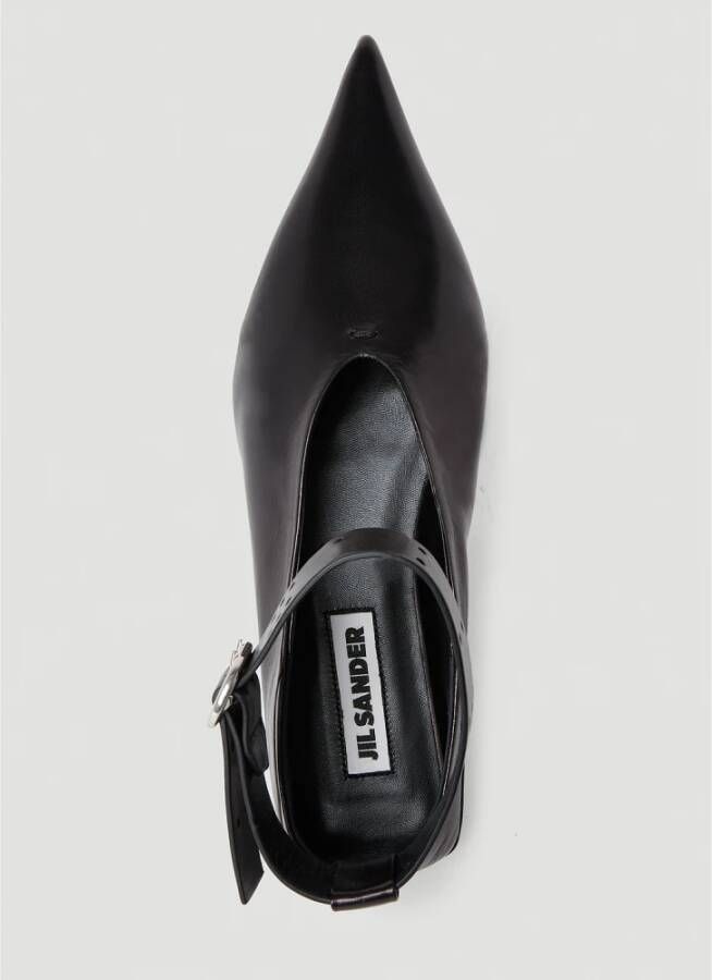 Jil Sander Puntige Leren Balletschoenen Zwart Dames