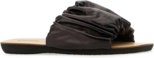 Jil Sander Elegante donkerbruine leren slippers Bruin Dames