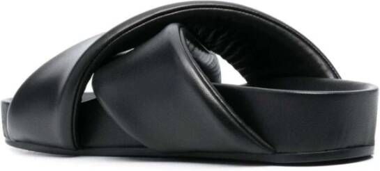 Jil Sander Zwarte Leren Slippers Zwart Heren