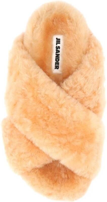 Jil Sander Shearling Slippers in Pasteloranje Oranje Dames