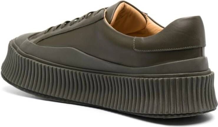 Jil Sander Groene Leren Plateau Sneakers Groen Heren