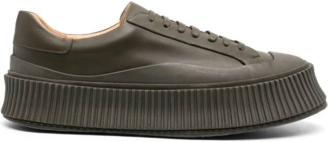 Jil Sander Groene Leren Plateau Sneakers Groen Heren