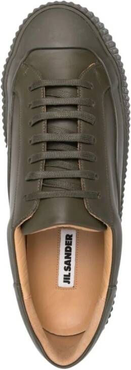 Jil Sander Groene Leren Plateau Sneakers Groen Heren