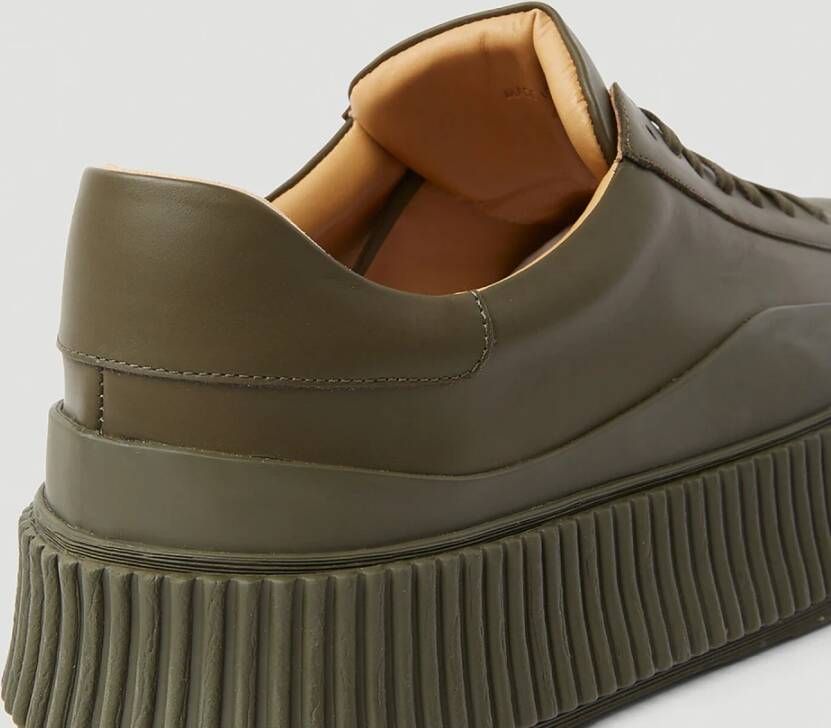 Jil Sander Luxe Minimalistische Gevulkaniseerde Leren Sneakers Groen Heren