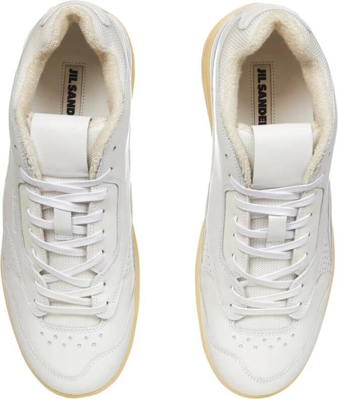 Jil Sander Witte Leren Sneakers met Openwork Details Wit Heren