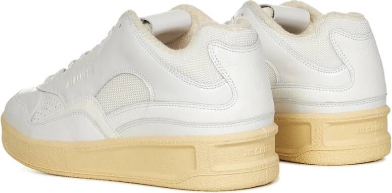 Jil Sander Witte Leren Sneakers met Openwork Details Wit Heren