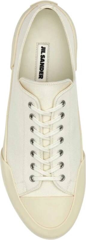 Jil Sander Premium Ivory Canvas Sneakers Wit Heren