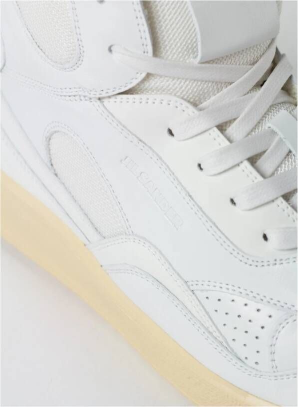 Jil Sander Witte Mesh Leren Sneakers Wit Heren