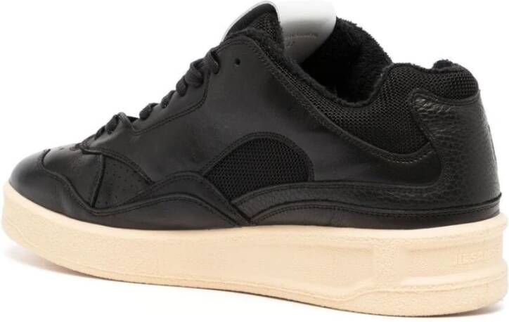 Jil Sander Zwarte lage vetersneakers Zwart Heren