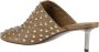 Jil Sander Studded Khaki Leren Kitten Heel Muiltjes - Thumbnail 2