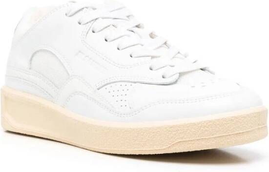 Jil Sander Witte Leren Lage Sneakers White Dames