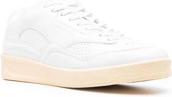 Jil Sander Witte Leren Lage Sneakers White Heren