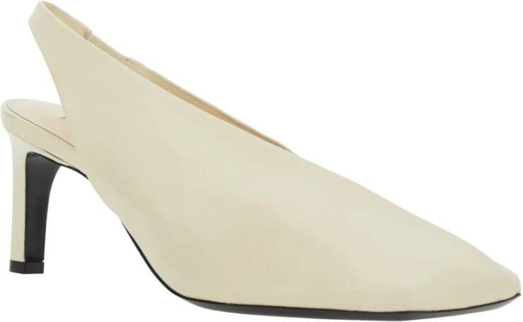 Jil Sander Witte Leren Slingback Hoge Hak Pumps White Dames