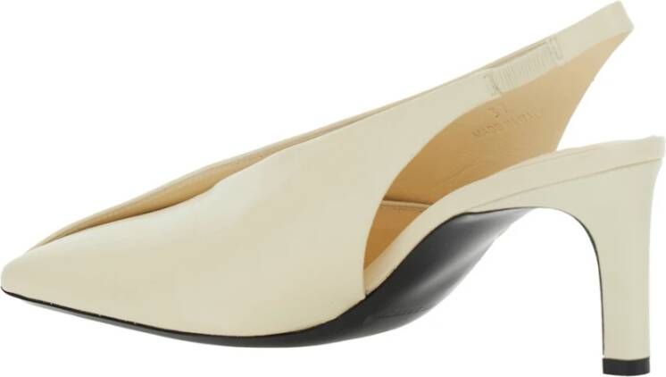 Jil Sander Witte Leren Slingback Hoge Hak Pumps White Dames