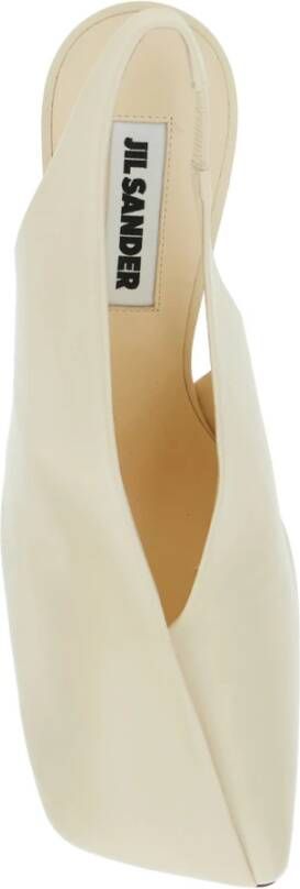 Jil Sander Witte Leren Slingback Hoge Hak Pumps White Dames