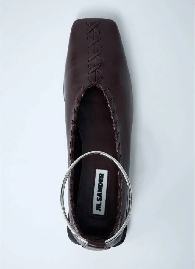 Jil Sander Zilver-tone Leren Ballerina Flats