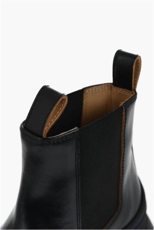 Jil Sander Zwarte Leren Chelsea Booties Vibram Zool