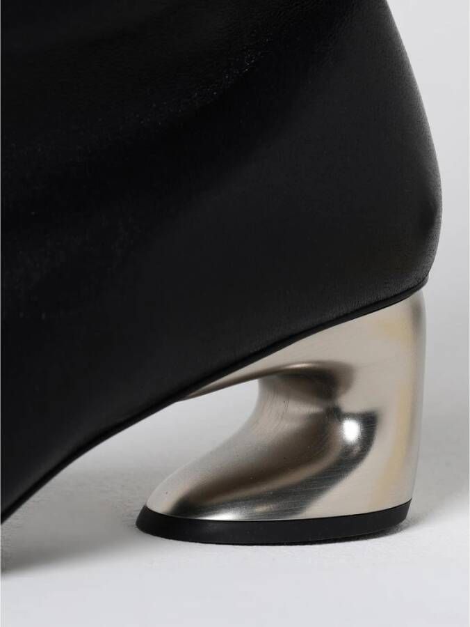 Jil Sander Zwarte Leren Enkellaarsjes met Sculptuurhak