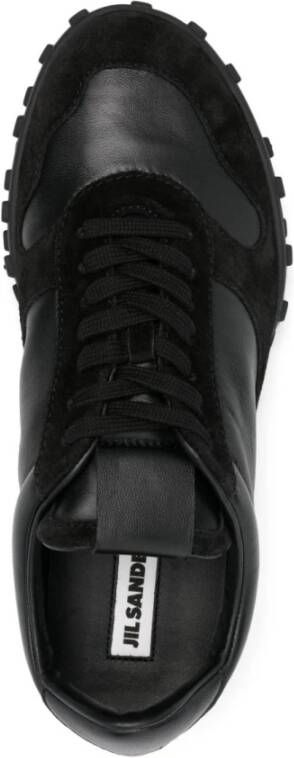 Jil Sander Zwarte Leren Sneakers Aw25