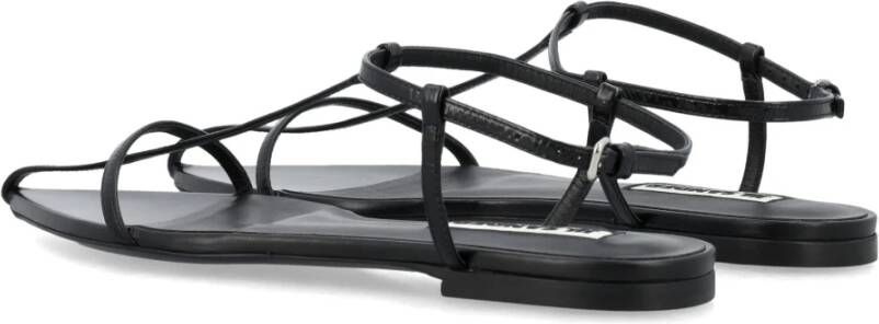 Jil Sander Zwarte platte kooi sandalen Black Dames