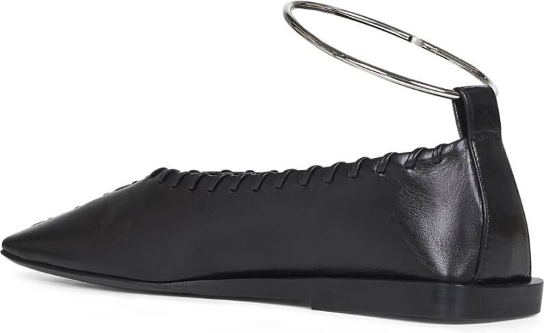 Jil Sander Zwarte platte schoenen met enkelarmband