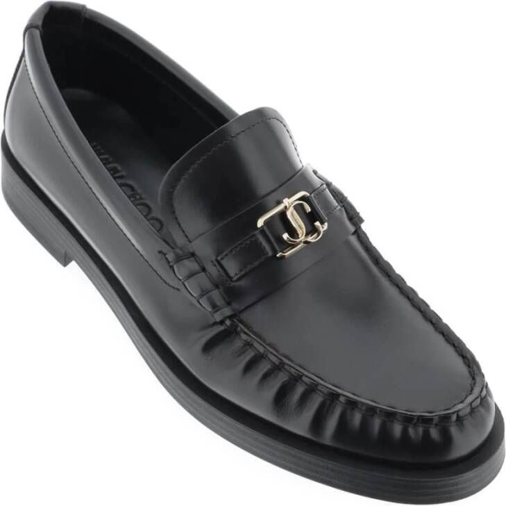 Jimmy Choo Addie Loafers met Gouden Hardware Black Dames