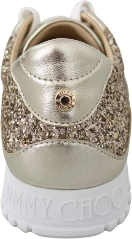 Jimmy Choo Antiek Gouden Leren Sneakers Yellow Dames