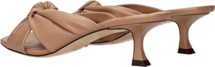 Jimmy Choo Beige Leren Platte Sandalen Vintage Effect