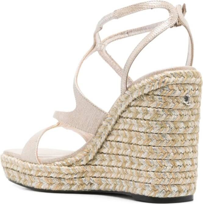 Jimmy Choo Beige Sleehak Sandalen met Enkelbandje