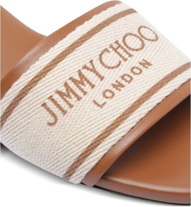 Jimmy Choo Bruine Leren Sandalen met Logoprint