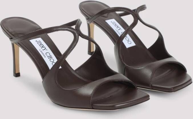 Jimmy Choo Bruine Leren Sandalen Verhoog Stijl