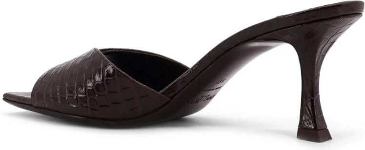 Jimmy Choo Bruine Sandalen met Slangenprint en Gebogen Hak