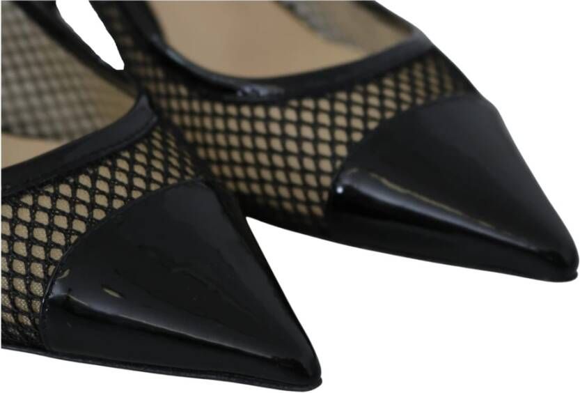 Jimmy Choo Chique puntige pumps in lak en mesh Black Dames