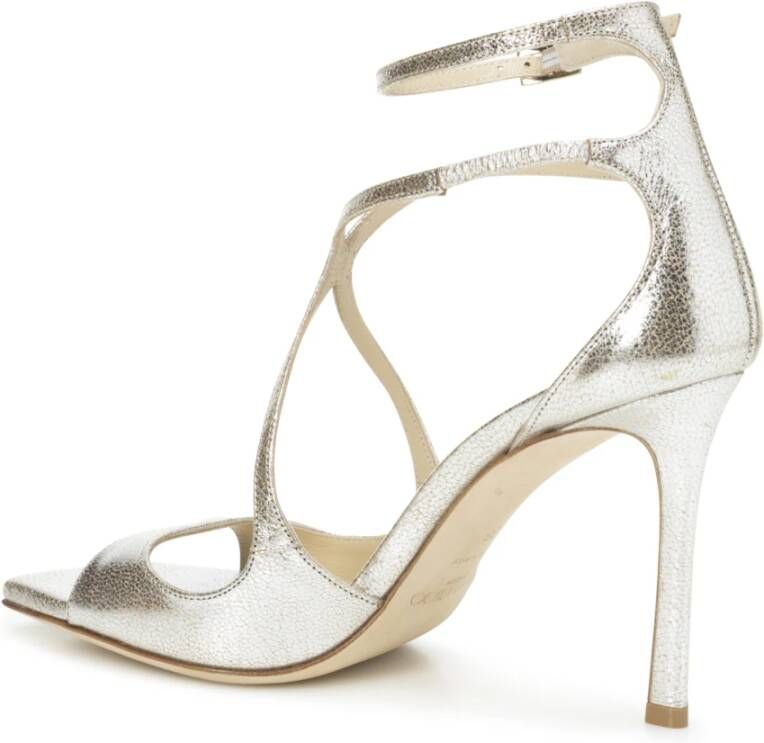 Jimmy Choo Elegante Leren Sandalen met Gevormde Bandjes Beige Dames