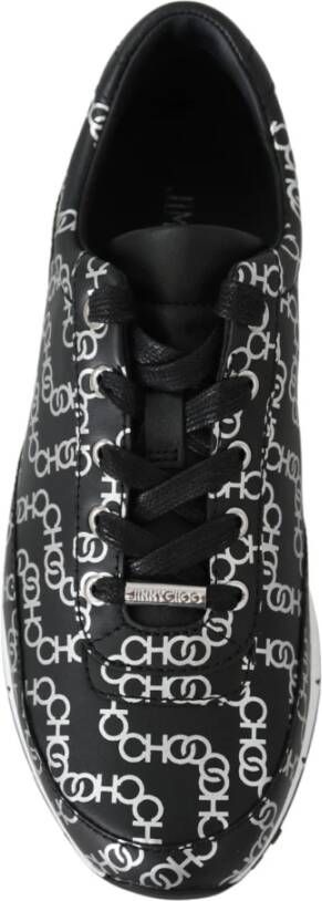 Jimmy Choo Elegante Leren Sneakers Zwart Zilver Black Dames