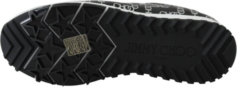 Jimmy Choo Elegante Leren Sneakers Zwart Zilver Black Dames