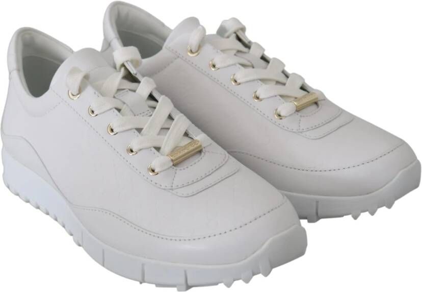 Jimmy Choo Elegante witte leren sneakers White Dames