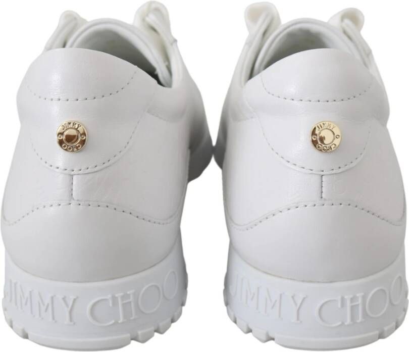 Jimmy Choo Elegante witte leren sneakers White Dames
