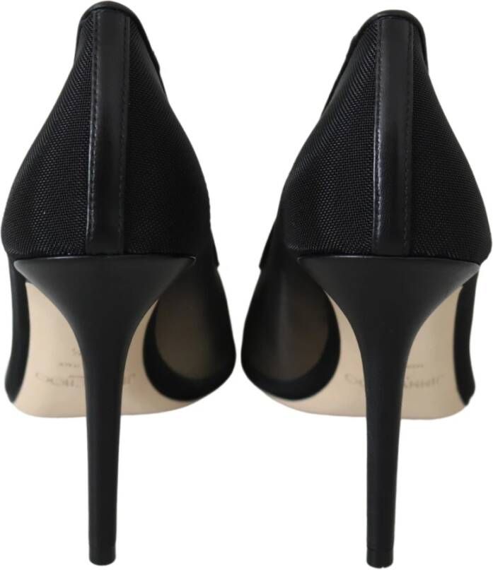 Jimmy Choo Elegante Zwarte Kristal Mesh Pumps Black Dames