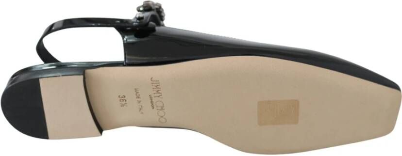 Jimmy Choo Elegante Zwarte Lak Platte Schoenen