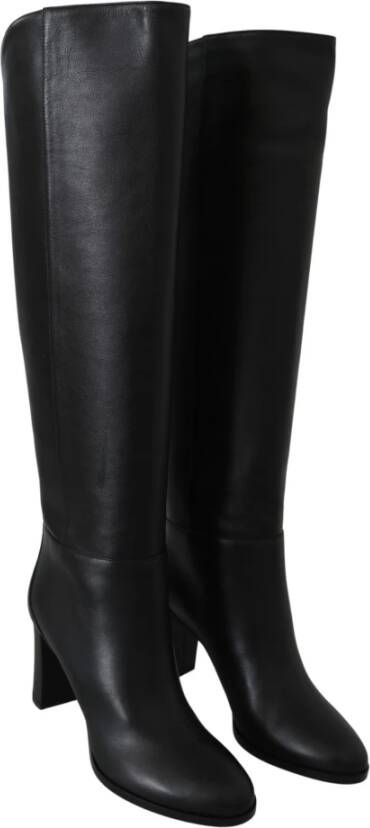 Jimmy Choo Elegante Zwarte Leren Laarzen met Hak Black Dames