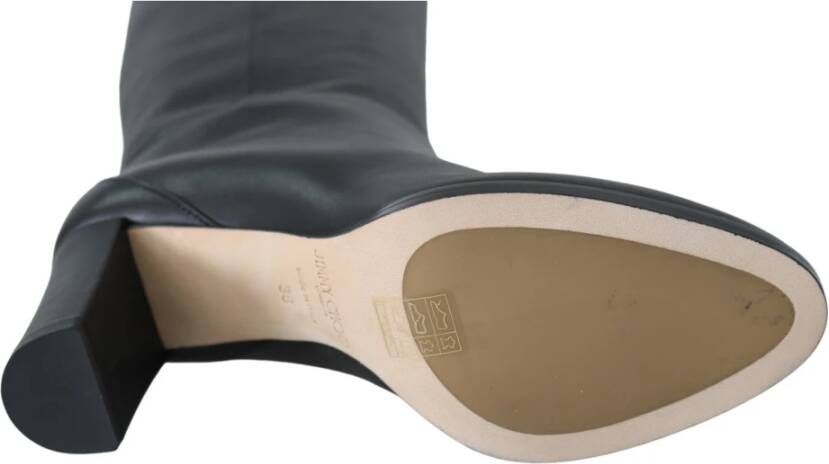 Jimmy Choo Elegante Zwarte Leren Laarzen met Hak Black Dames