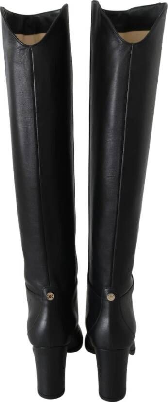 Jimmy Choo Elegante Zwarte Leren Laarzen met Hak Black Dames