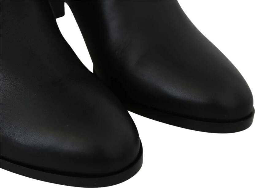 Jimmy Choo Elegante Zwarte Leren Laarzen met Hak Black Dames
