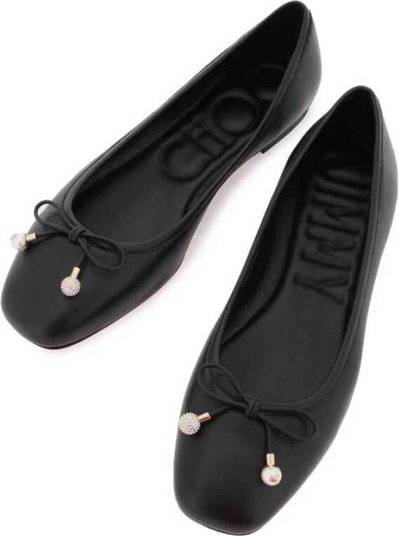 Jimmy Choo Elme Ballerina Flats met kristalversierde parels Black Dames